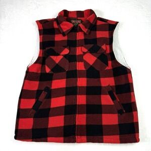 Trail Crest Vest Jacket Sherpa Mens Size Large Plaid Buffalo Lumberjack Hunting
